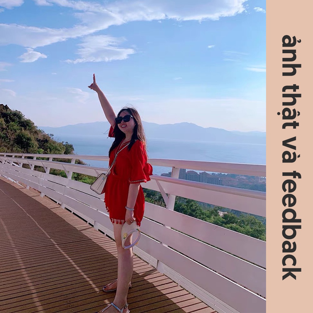 Jumpsuit Hè Buộc Nơ Sau lưng Cổ V/ Bộ Liền Cộc Tay Thời Trang Đi Biển S00129 | BigBuy360 - bigbuy360.vn