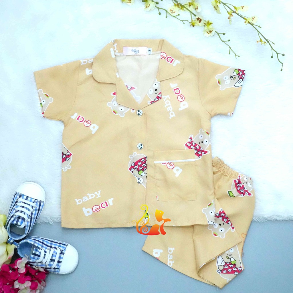 Đồ Bộ Mặc Nhà &quot;Gấu - Giày xanh&quot; Pijama Kate Thái - Cho Bé 8 - 38kg.