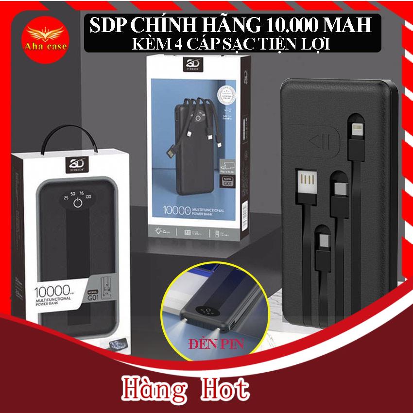 Sạc pin dự phòng G01 đa năng 10.000 mah chính hãng SD Design 4 trong 1, kèm cáp, kiêm giá đỡ,