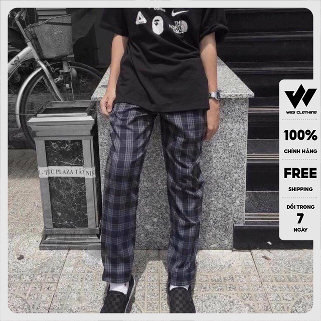 Quần baggy caro ống rộng WIIS unisex dáng suông caro pants nam nữ phong cách ullzang