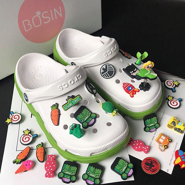 Dép sục cross nam nữ unisex, giày cross màu trắng đế lượn sóng cao đi mưa full box đủ màu và full size 35 đến 45