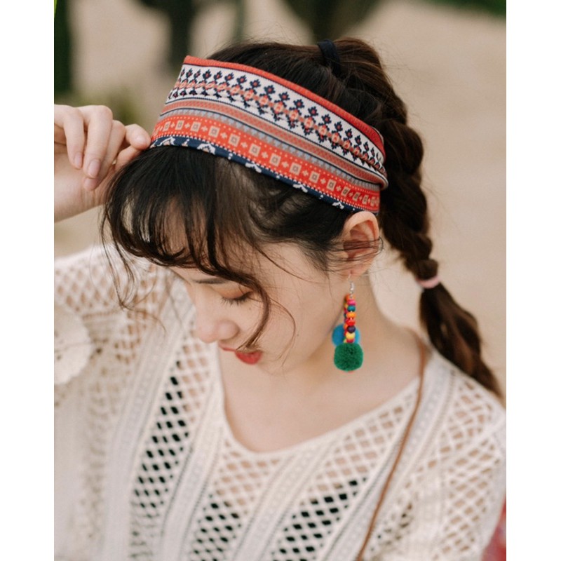 Băng đô hoạ tiết bohochic xinh xắn phong cách bohemian bờm kẹp tóc dễ thương lenvintage thổ cẩm retro phụ kiện