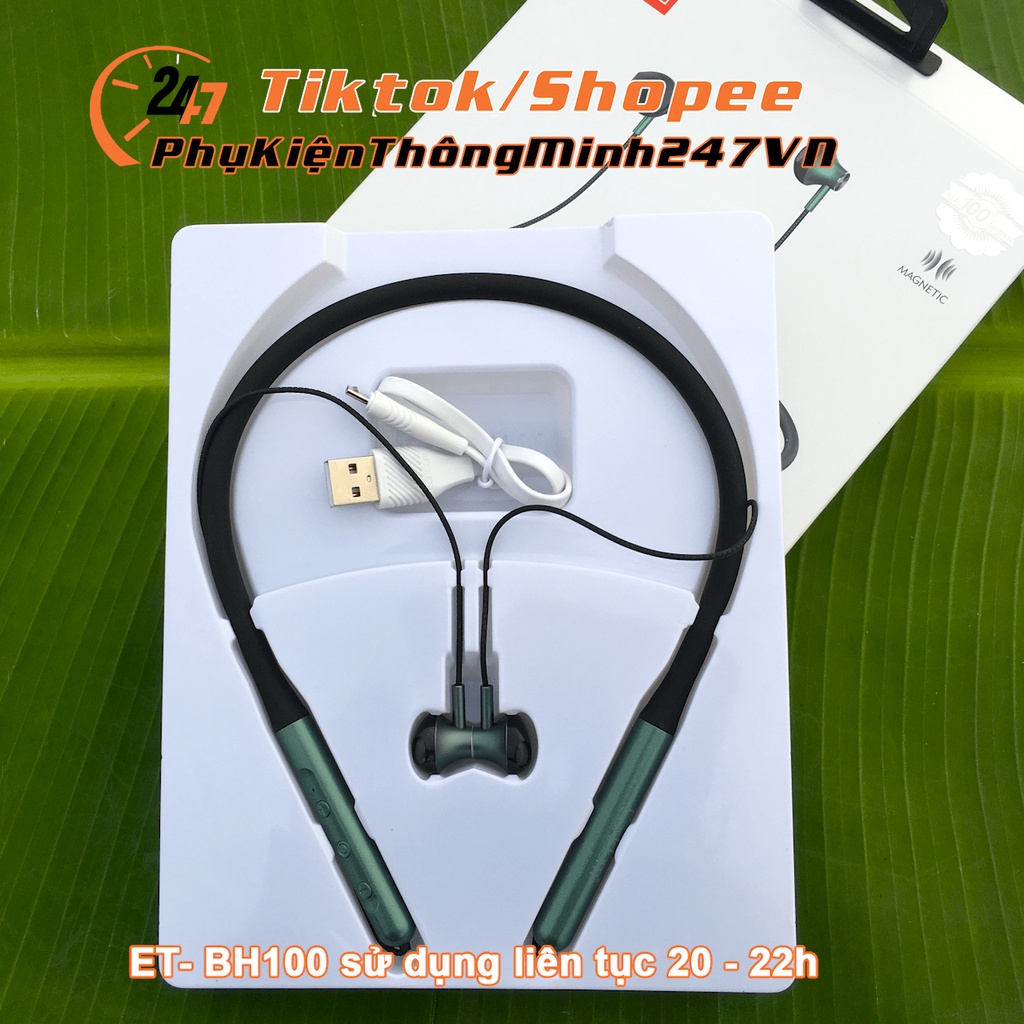 🛑CHÍNH HÃNG EARLDOM🛑 Tai Nghe Bluetooth Đeo Cổ Thể Thao Earldom BH100 - Tai nghe Thể Thao Chống ồn, Chống nước | PKTM247