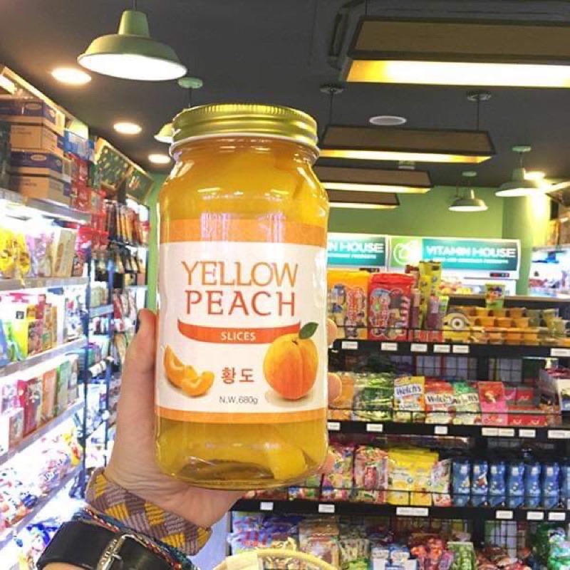 Trà Đào Ngâm Yellow Peach Hàn Quốc 680g - Nongwoo Food - Chính hãng