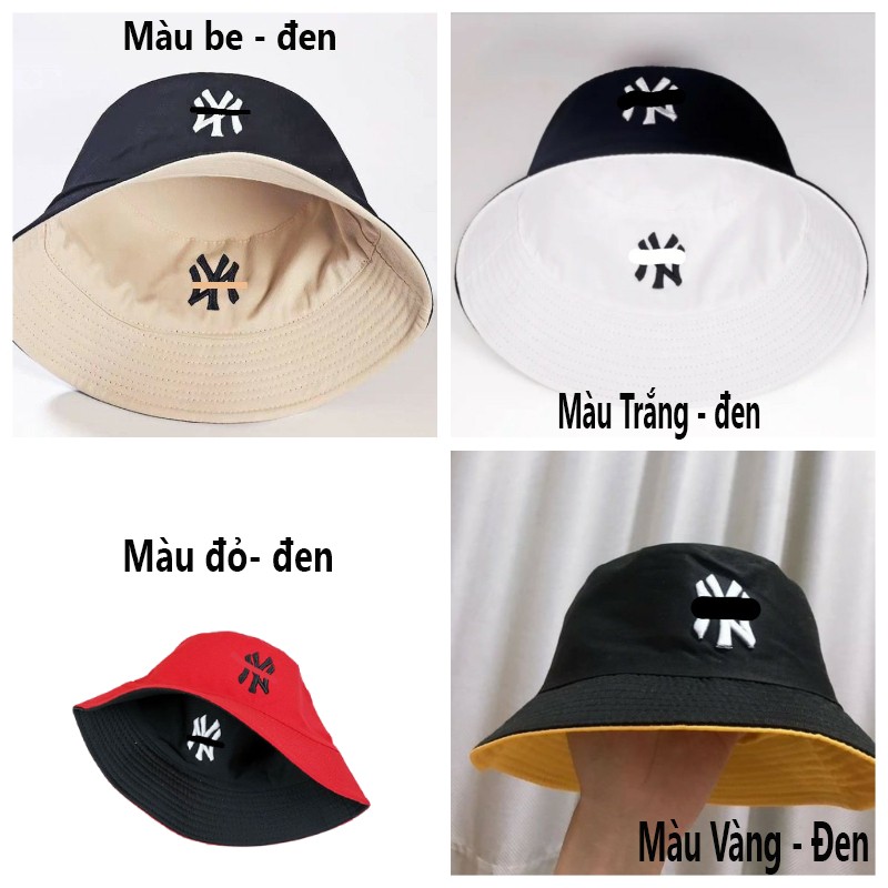 Mũ bucket NY, nón tròn rộng vành hai mặt form unisex nam nữ đội đẹp chất kaki nhung nhiều mà - N11
