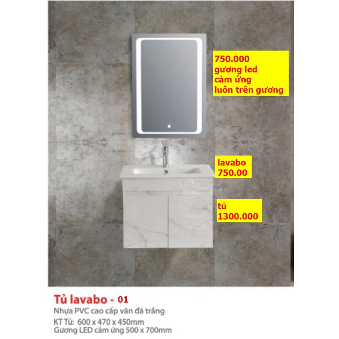 combo tủ lavabo, chậu rửa mặt lavabo, gương tủ, gương led cảm ứng, bàn đá 2 tầng