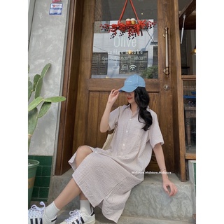 Váy sơ mi kẻ dọc xốp