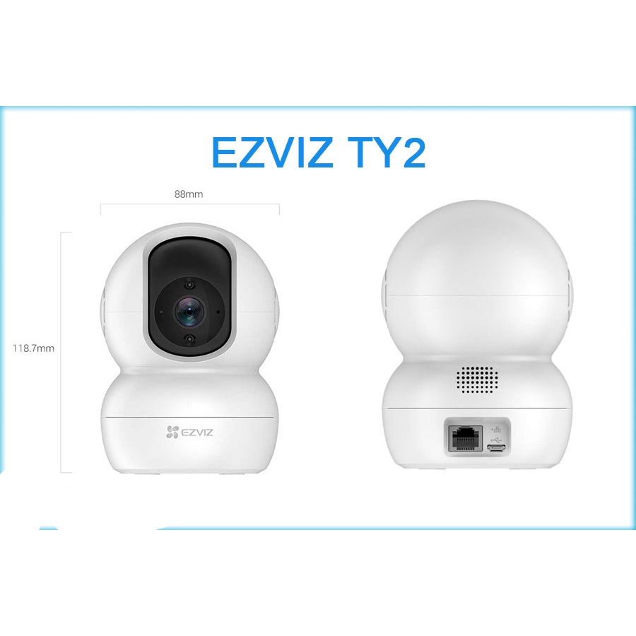 Camera Wi-Fi 2MP EZVIZ TY2 FULL HD 1080P Điều Khiển Xoay 360° - Hàng chính hãng bảo hành 24 tháng