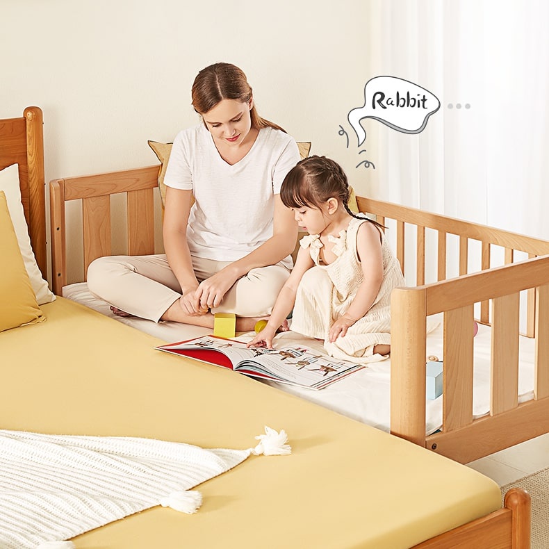 Giường Em Bé Bằng Gỗ Sồi Nhập Khẩu Tiêu Chuẩn Châu Âu Sơn Gốc Nước Không Mùi Linh Hoạt Đáp Ứng Nhiều Nhu Cầu