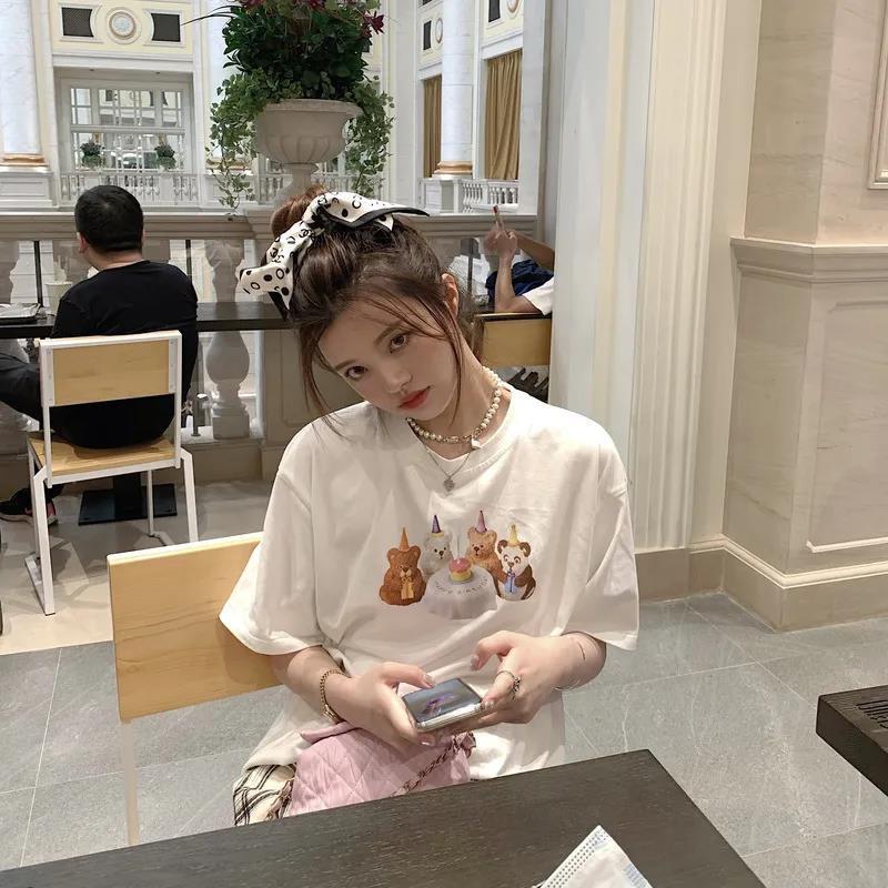 NRVP Áo Thun 100% Cotton Dáng Rộng Thời Trang Hàn Quốc Cho Nữ