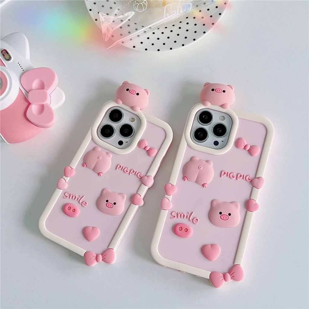 Iphone Ốp Điện Thoại Silicon Dẻo In Hình Chú Heo Đáng Yêu Cho Iphone15 pro max 14 pro max 13 pro max 12 pro max