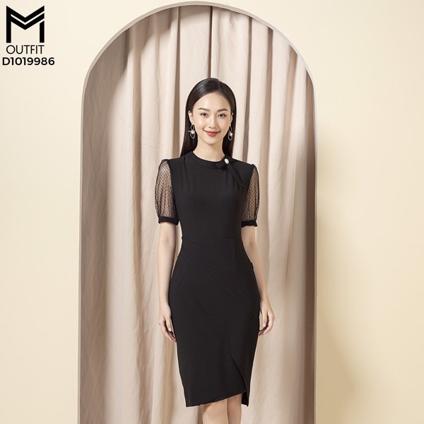 Chuyên sỉ thời trang thiết kế Đầm ôm phối tay ren MMOutfit D1019986