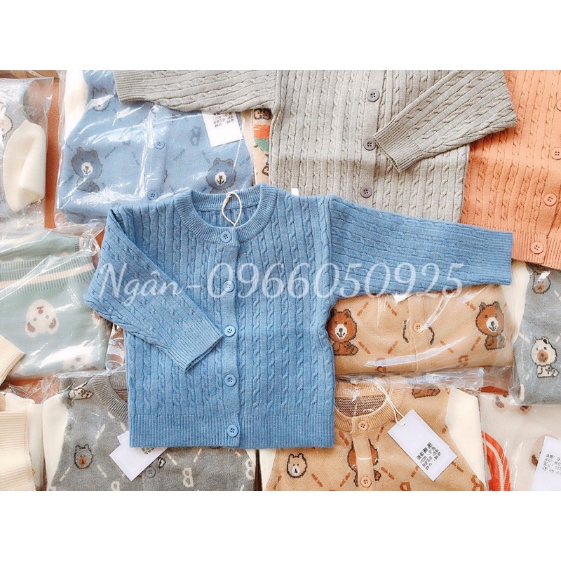 Áo Len Cài Khuy Bé Gái Dày Dặn, Áo Len Khoác Ngoài Thu Đông Cho Bé Gái size 80-120