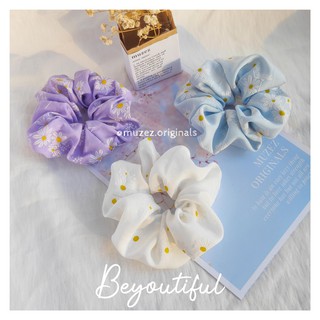 Beyoutiful - set 3 chiếc dây buộc tóc scrunchies họa tiết hoa cúc nhí xinh xắn