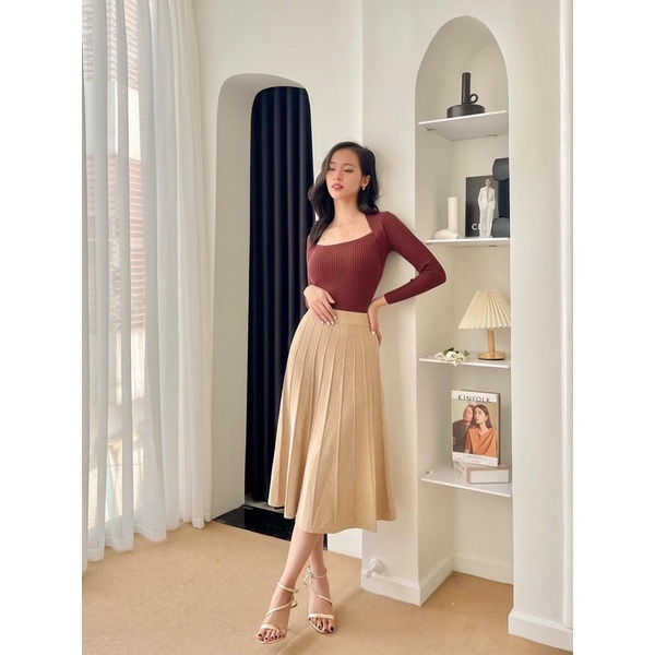 Áo len tay dài RECHIC nâu