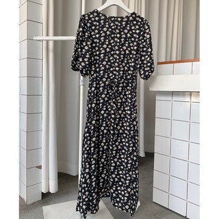 Đầm maxi hoa cúc cột eo mùa hè - D744