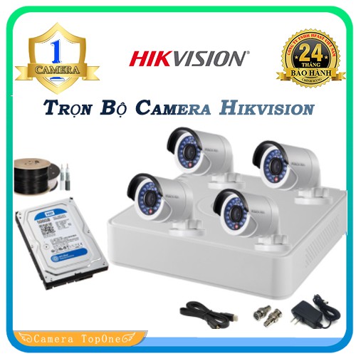 Trọn Bộ Camera Hikvision HD 720P - Bộ 2/4 Camera Đầy Đủ Phụ Kiện, Không Phát Sinh Chi Phí