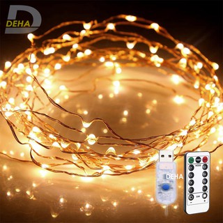 Dây đèn led đom đóm USB trang trí giáng sinh noel nhà cửa nhấp nháy, vàng nắng 30/20/10/5 mét