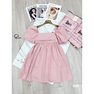Đầm babydoll tiểu thư tay phồng cổ vuông