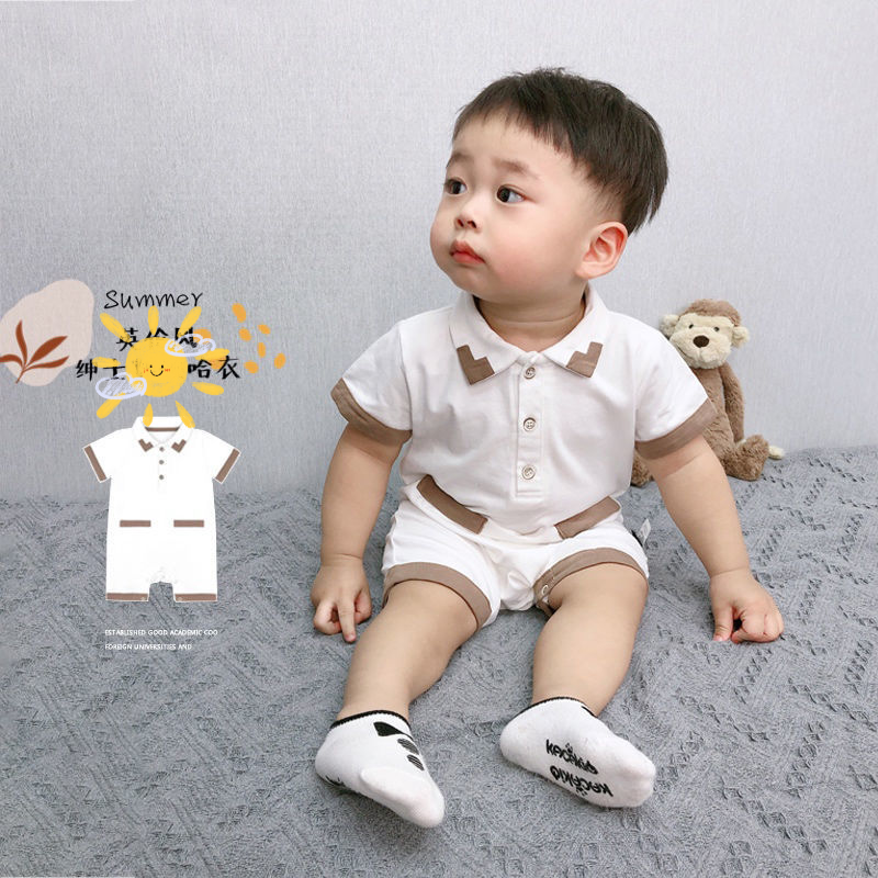 Áo liền quần vải cotton xinh xắn đáng yêu dành cho bé trai từ 0-18 tháng tuổi