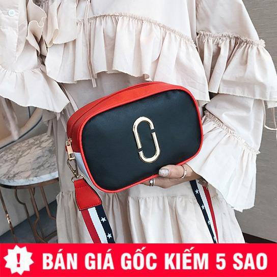 Túi Hộp Da Mềm Phối Dây Sọc 3 Màu Trẻ Trung