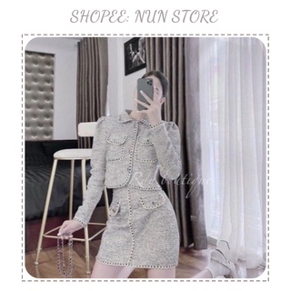 Set dạ nữ siêu xinh chạy viền túi ngực nữ