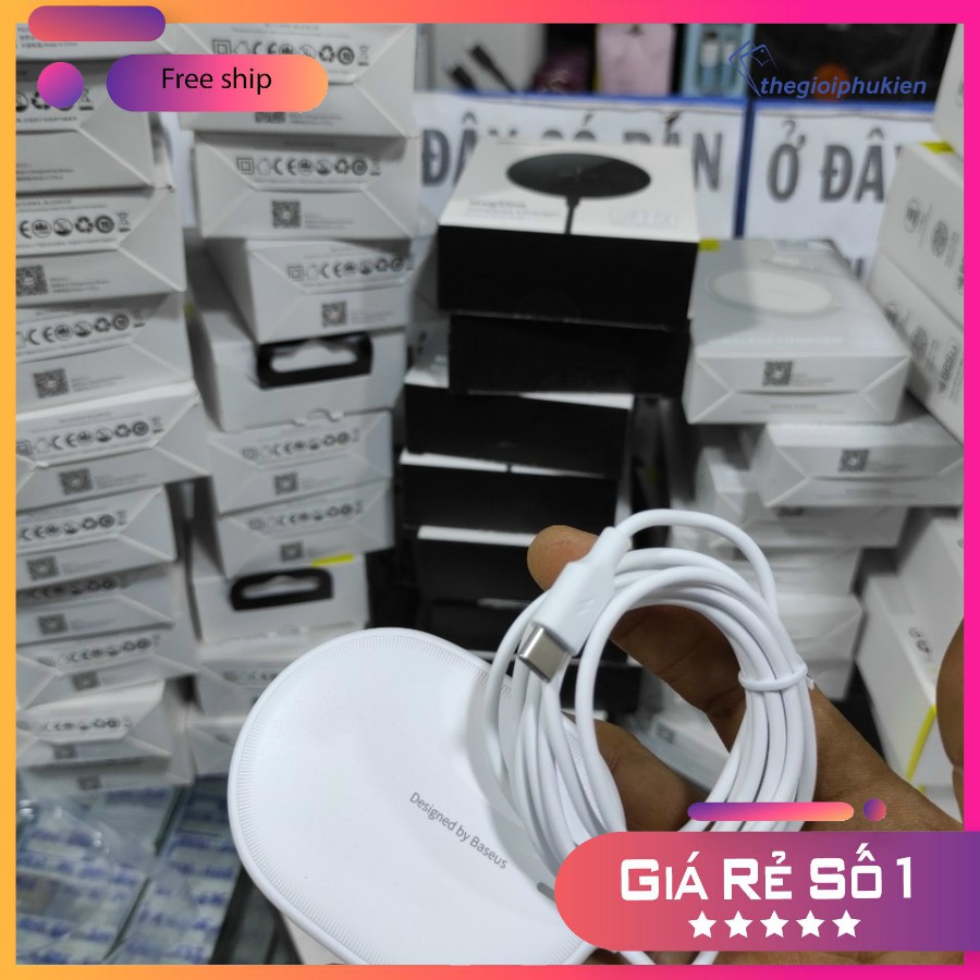 Đế Sạc Nhanh Không Dây 15W Có Nam Châm Cho Iphone 12/12Pro/Max Chính Hãng Baseus