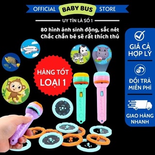Đèn pin chiếu hình 80 hình ngộ nghĩnh 3d sắc nét cho bé 1 2 3 4 tuổi
