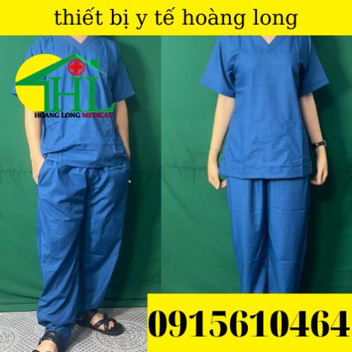 Bộ Scrubs cổ tim phòng mổ, đồng phục Spa, phòng khám, Bác Sĩ, quần áo phòng mổ, đồng phục phẫu thuật màu xanh cổ vịt