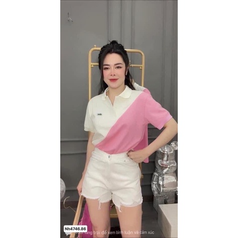 ÁO POLO SỌC CHÉO NỬA HỒNG