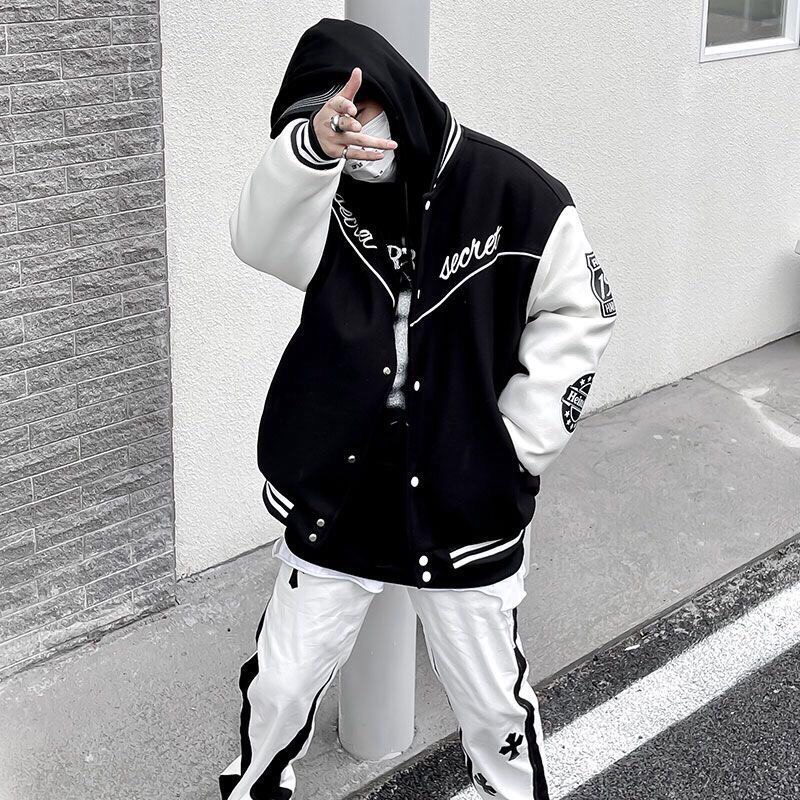 Khoác Gió Bomber Nam Nữ Harley Dáng Rộng Chất Dù  Phối Tay Unisex Uzzlang