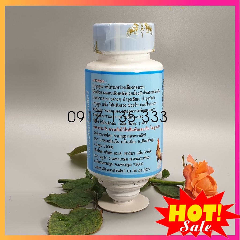 Thuốc bổ gân, cứng xương Super Five Star xanh cho gà đá hàng Thái Lan lọ 100 viên