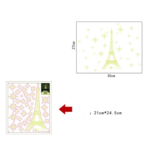 Decal trang trí Tháp Paris - Dạ Quang