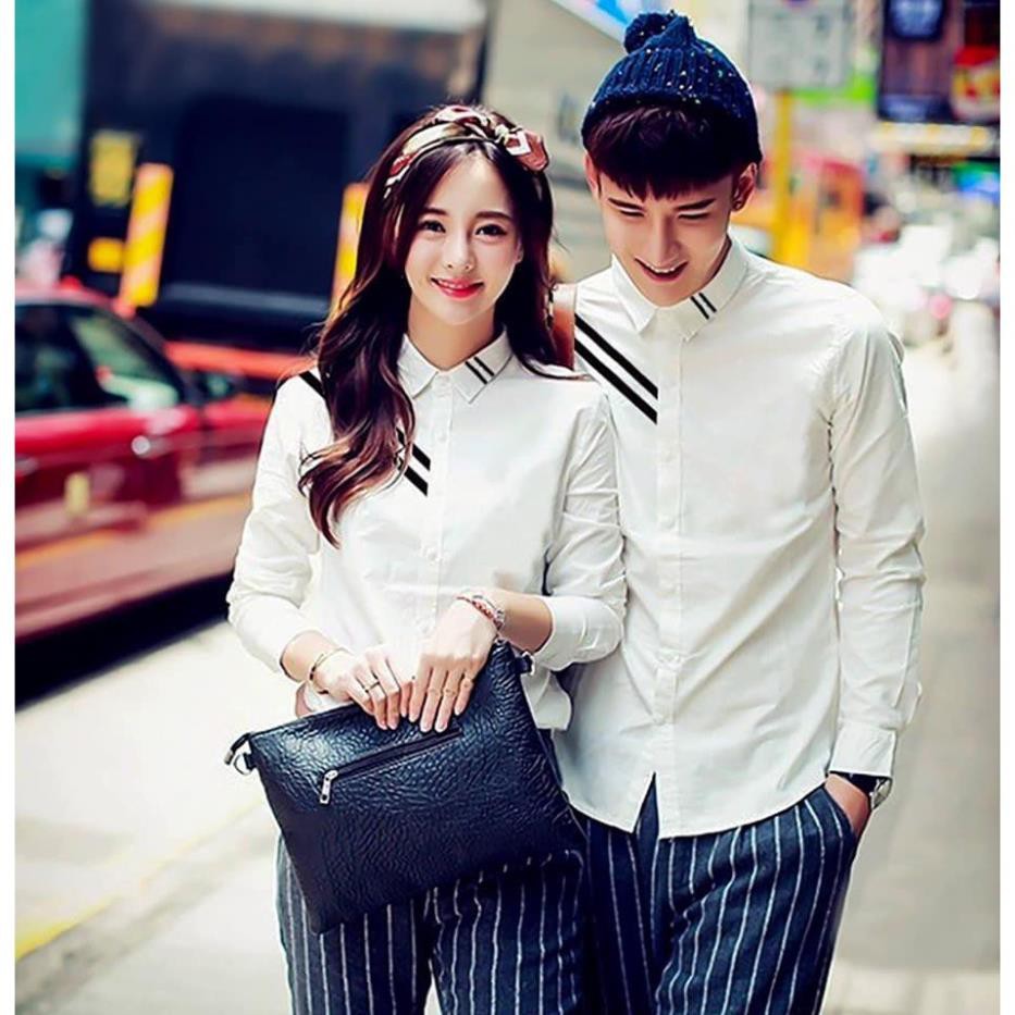 Áo sơ mi nữ kẻ tay dài, cặp đôi, over love giá rẻ giá sỉ​, giá bán buôn