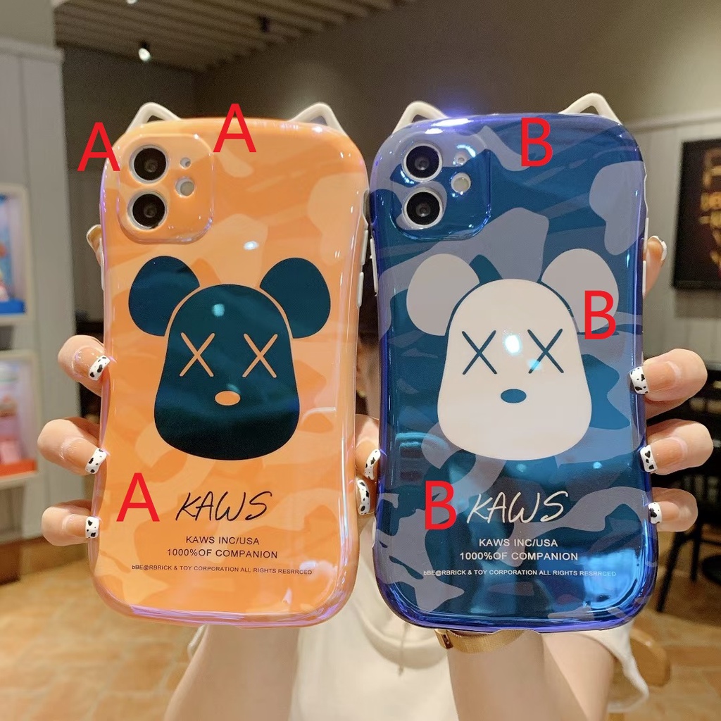 popular ins Violent bear cat ear Small waist blue light phone cases for Iphone 12 pro max 11 pro max xs max xr x 7 8 plus fashion logo Gloomy phone covers