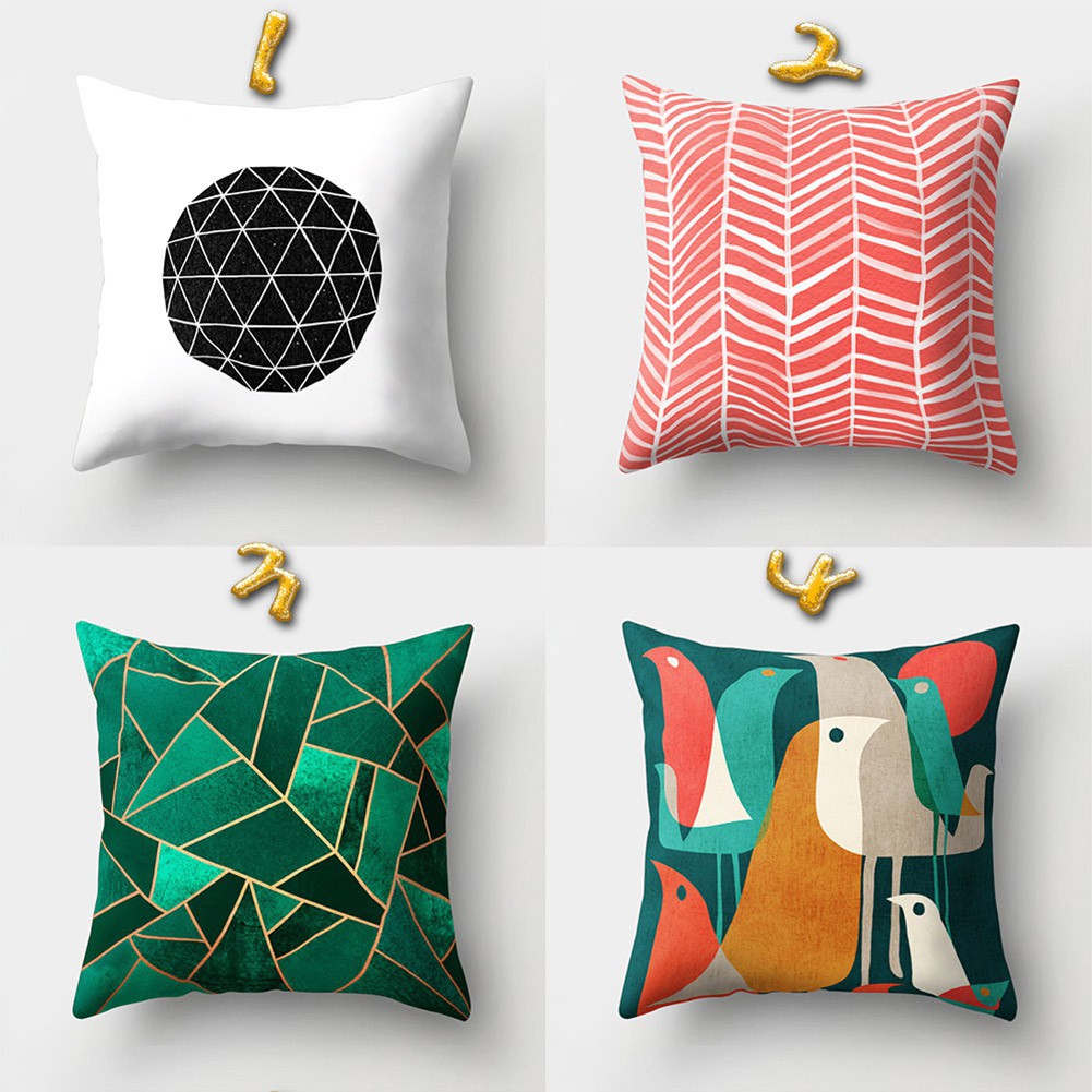 Gre Geometric Pattern Print Pillow Case Sofa Waist Cushion Cover Home Decor