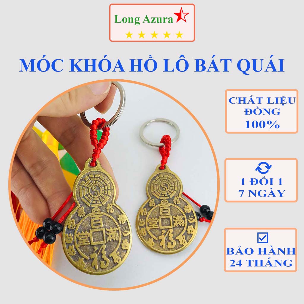 Móc khóa phong thủy, đồng xu, đồng tiền, may mắn, hồ lô, bát quái