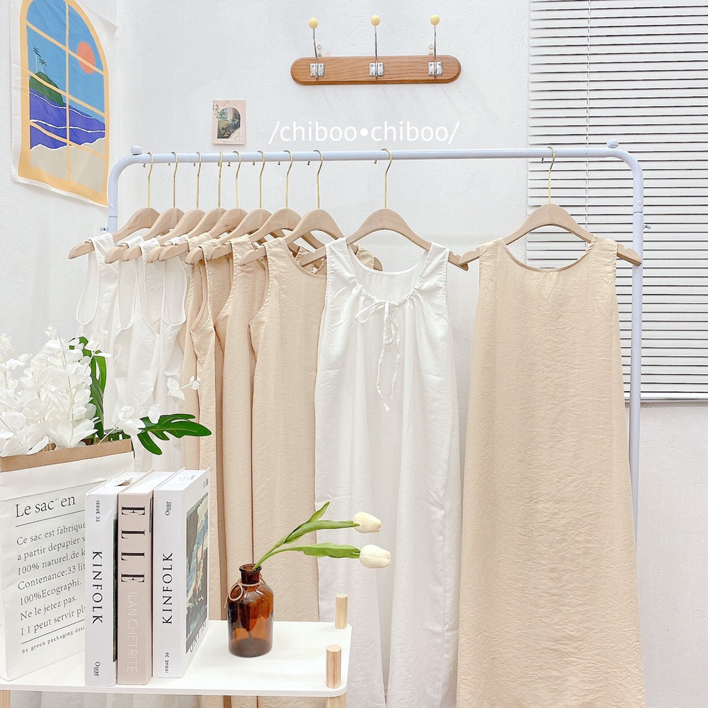 Váy ba lỗ chất đũi xước chun sau ulzzang vintage Hàn Quốc