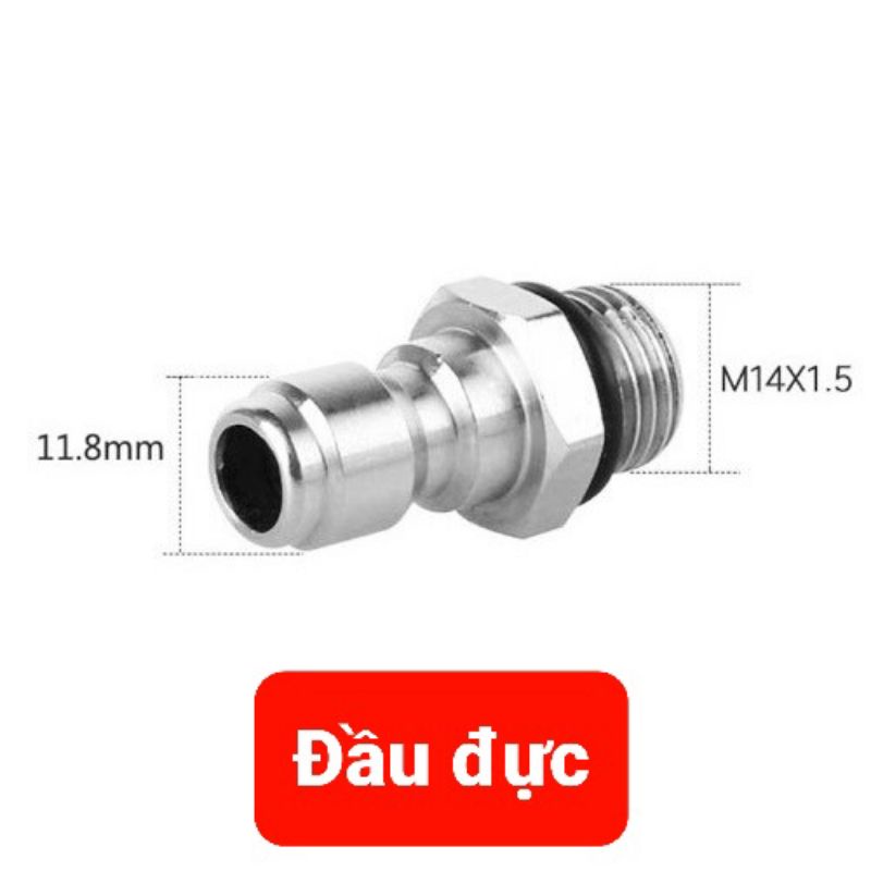 Khớp nối nhanh máy rửa xe, Đầu nối nhanh ren 14mm (Ren bi 1/4)