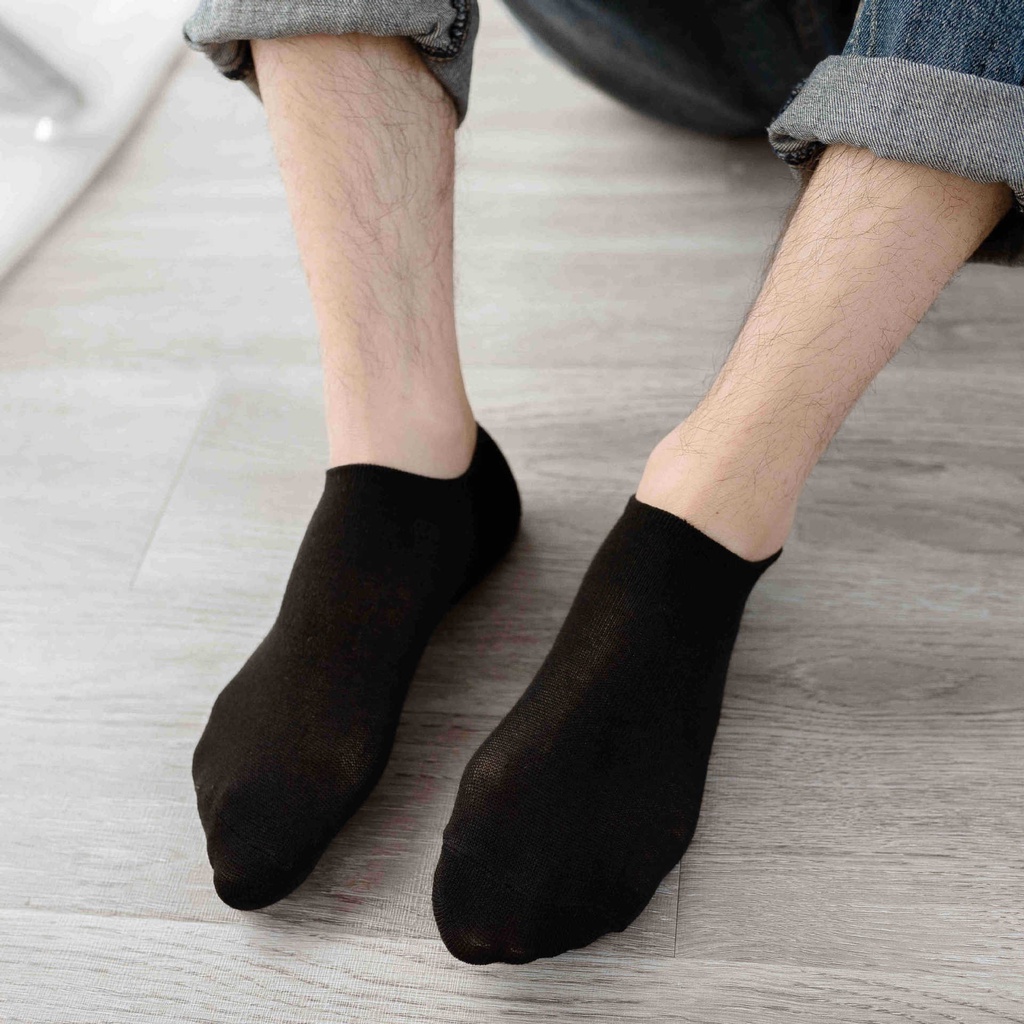 Tất cổ ngắn nam nữ trắng đen đơn chất vải co giãn bốn chiều dễ phối giày M57