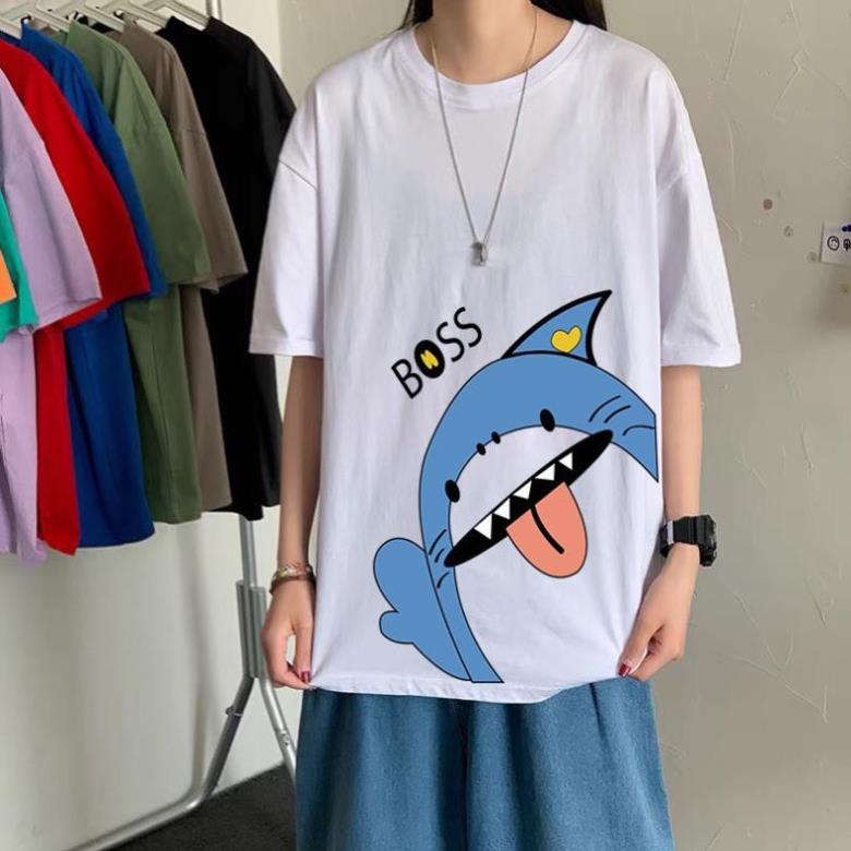 Áo phông, Áo thun unisex from rộng cổ tròn tay lỡ freesize 38-70kg 118EL