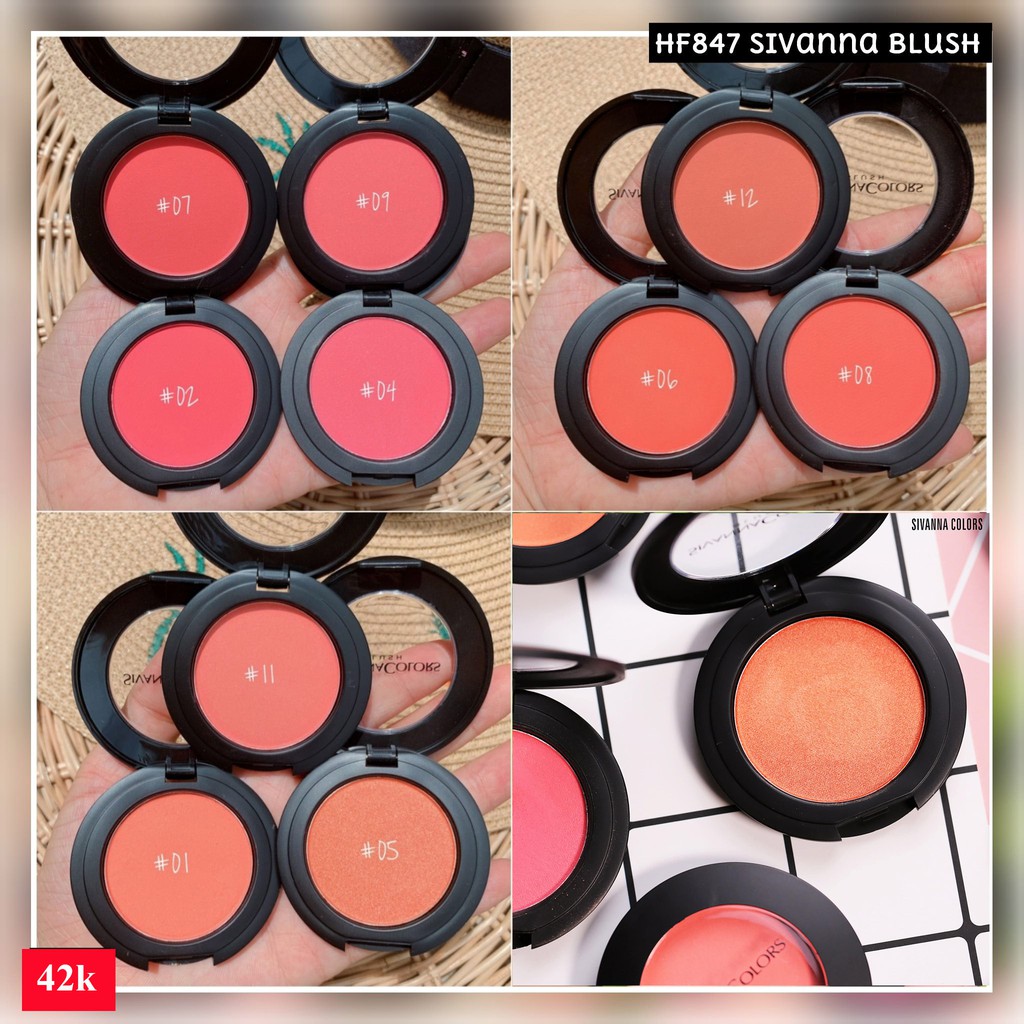 Phấn Má Hồng Sivanna Colors Blusher HF847 12 màu sắc tùy chọn dùng trang điểm chuyên nghiệp 4g