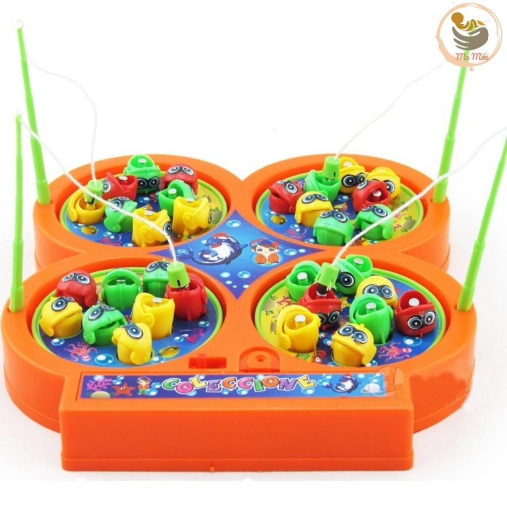 Đồ Chơi Câu Cá Nam Châm 4 Hồ 4 Cần Có Nhạc Vui Tai Chạy Pin AA Xoay 360 Độ Chất Liệu Nhựa An Toàn Shop Mẹ Mốc