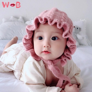 Mũ trùm đầu màu trơn nhún tai bèo dễ thương cho bé gái