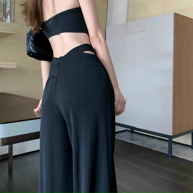 Quần Ống Suông Nữ Rộng Dáng Dài, Sẻ Bụng Quyến Rũ Cao Cấp - MAY Fashion