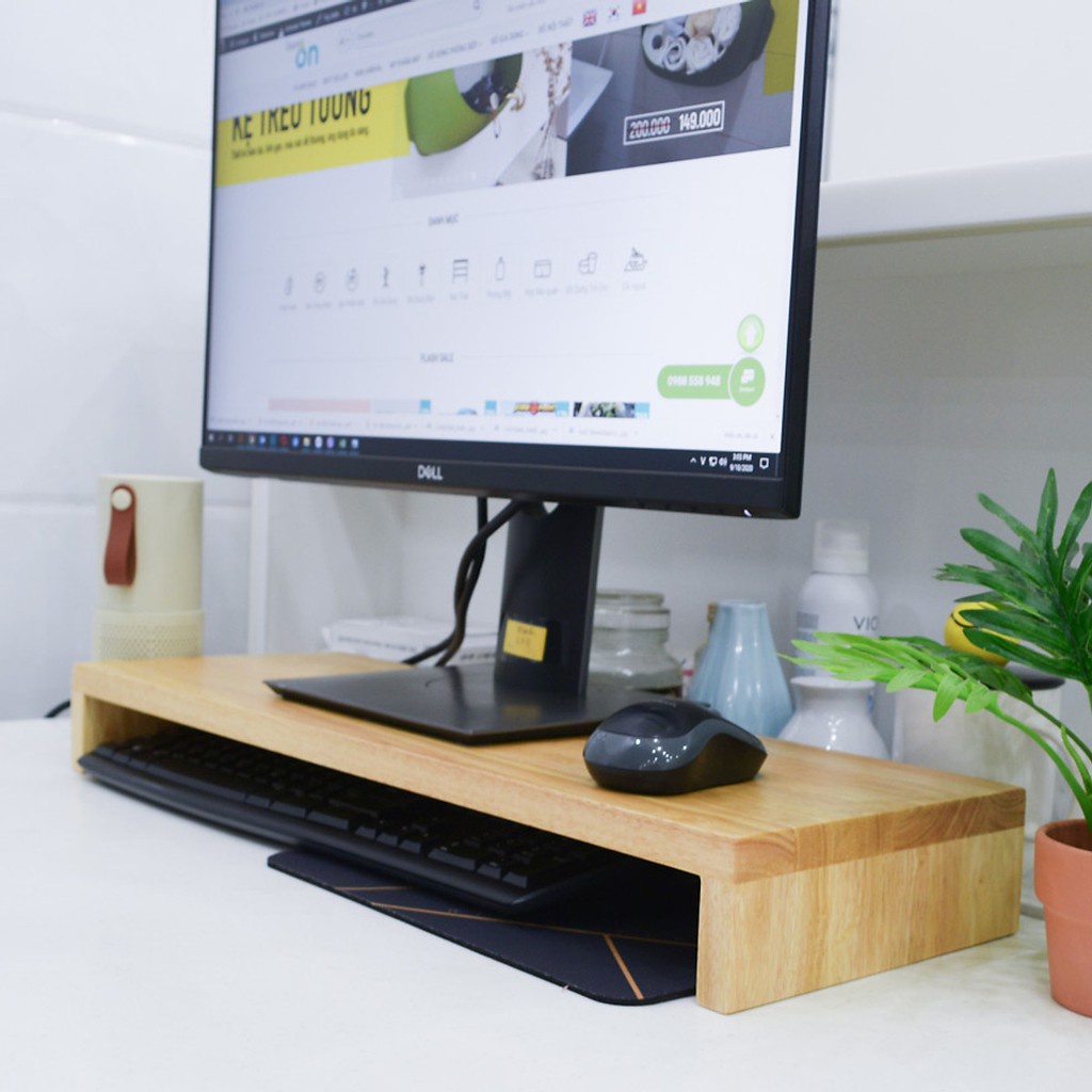 Kệ màn hình máy tính, laptop JiaJia Decor  trên mặt bàn giúp bạn làm việc lâu hơn chống mỏi lưng đau vai gáy.