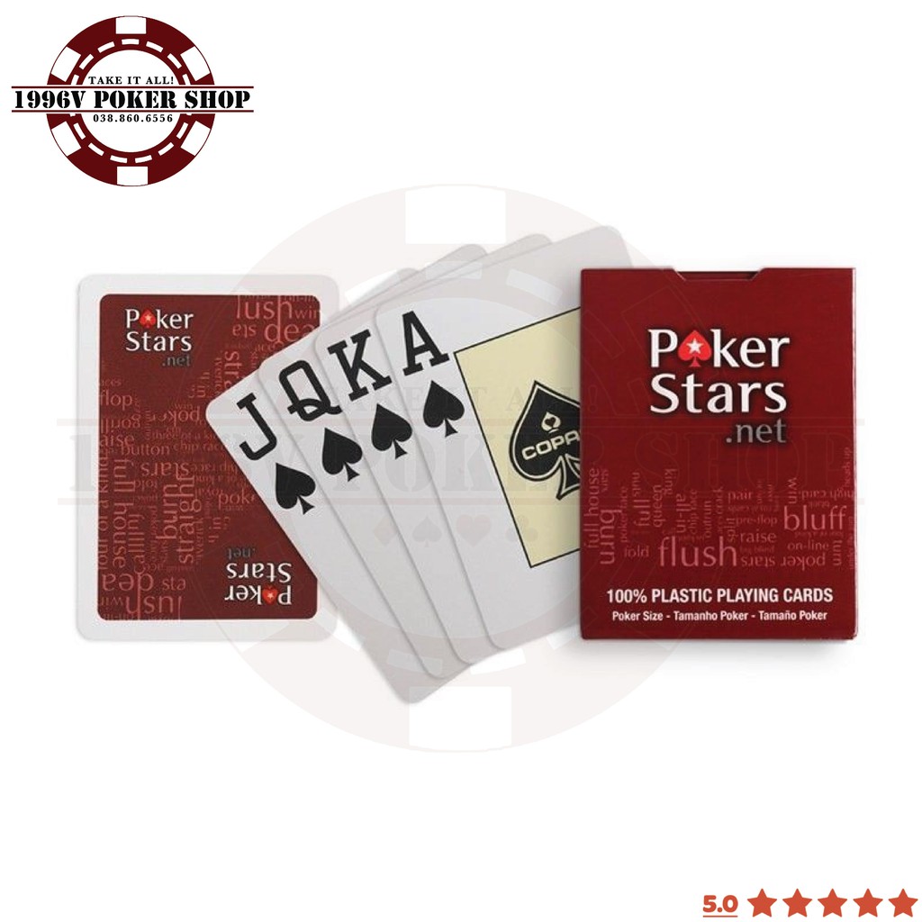 Bài tây nhựa bridge size, bài poker plastic card Poker Star số to Jumbo chống nước - 1996V Poker Shop