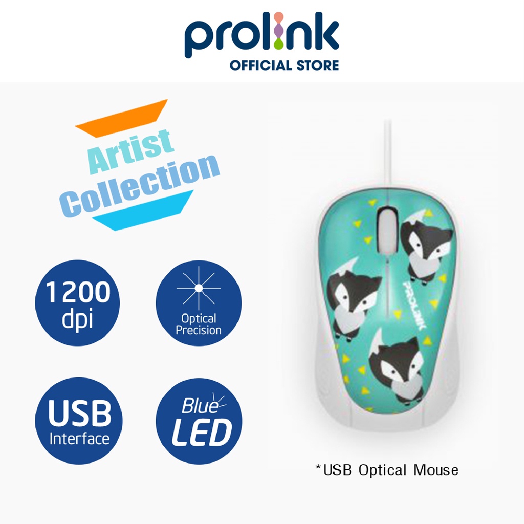 [Mã BMBAU50 giảm 7% đơn 99K] Chuột Máy Tính Có Dây Dễ Thương Giá Rẻ Có Đèn LED Xanh PROLINK PMC1005 - Bảo Hành 12 Tháng