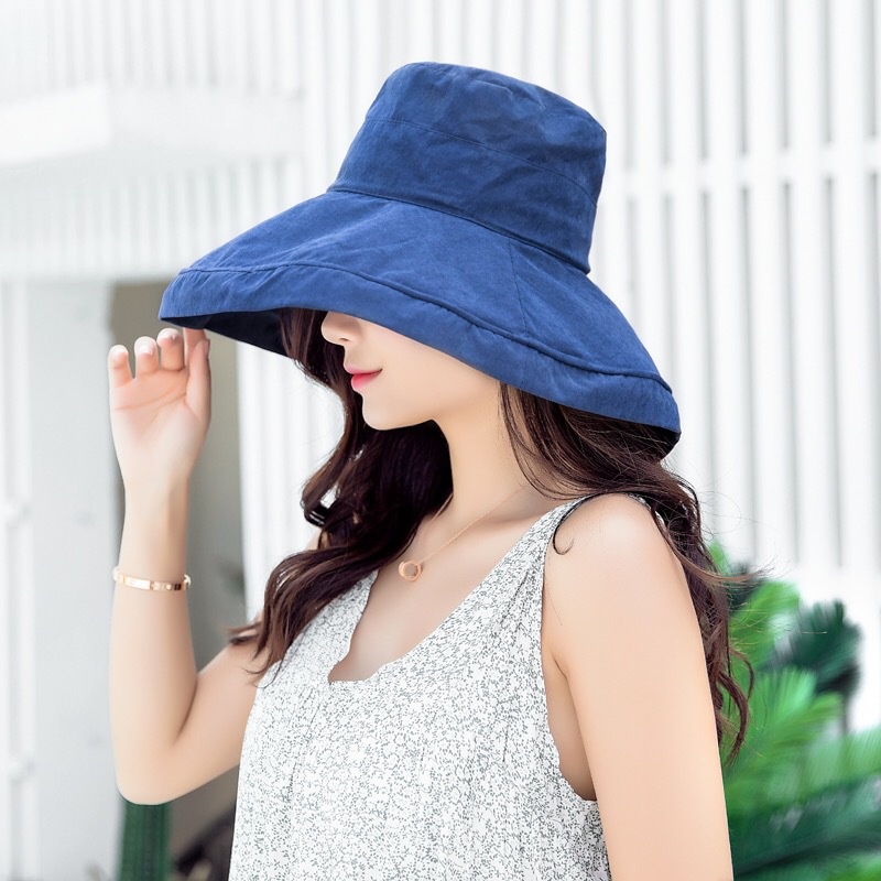 Nón Vành Rộng Chống Nắng Style Retro Trơn L1773 - LoanTay