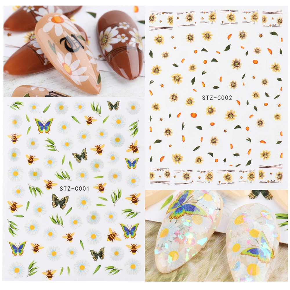 CURTES 1 Sheet Nail Foils Autumn Nail Art Decoration Nail Stickers Women Lavender Maple Leaf Butterfly Manicure Girls 3D Decals